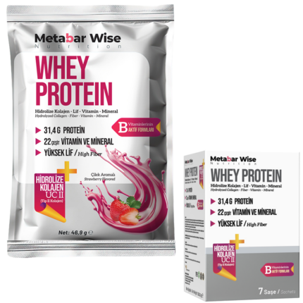 Metabar Wise Whey Protein - Çilek Aromalı Saşe - 7'li Kutu