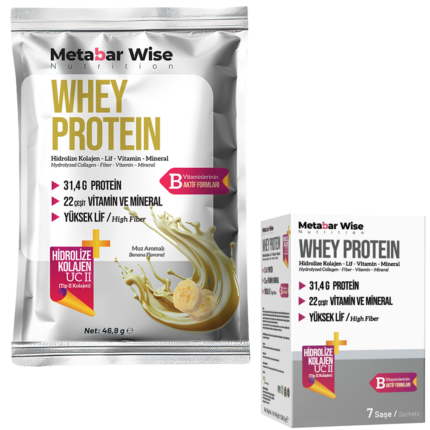 Metabar Wise Whey Protein - Muz Aromalı Saşe - 7'li Kutu