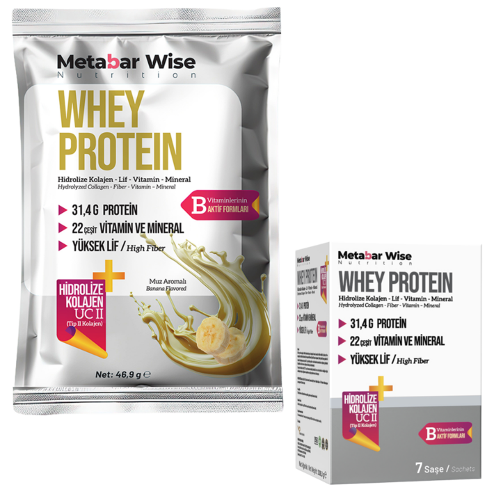 Metabar Wise Whey Protein - Muz Aromalı Saşe - 7'li Kutu