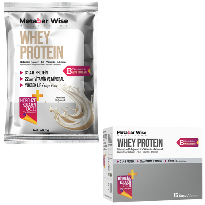 Metabar Wise Whey Protein - Aromasız Saşe - 15'li Kutu