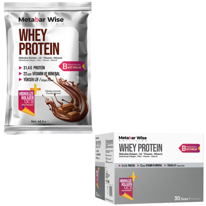 Metabar Wise Whey Protein - Çikolata Aromalı Saşe - 30'lu Kutu