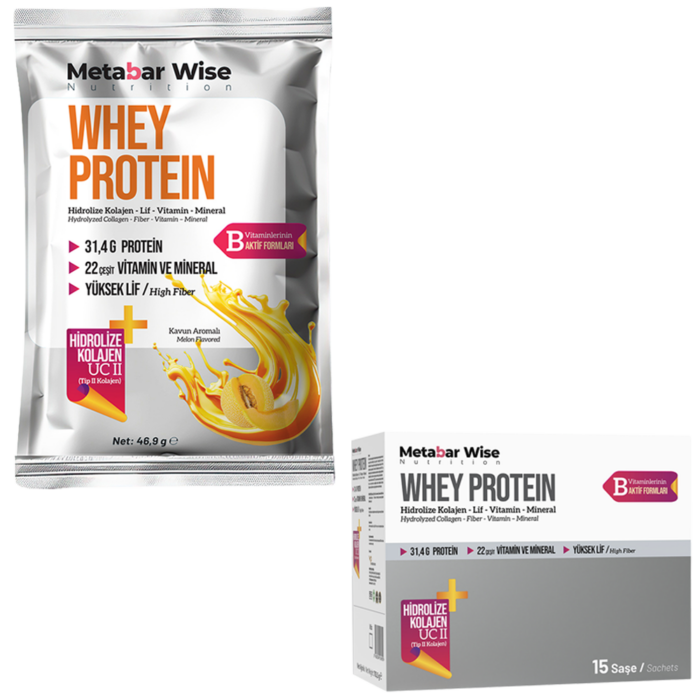 Metabar Wise Whey Protein - Kavun Aromalı Saşe - 15'li Kutu