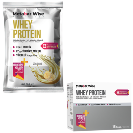 Metabar Wise Whey Protein - Muz Aromalı Saşe - 15'li Kutu