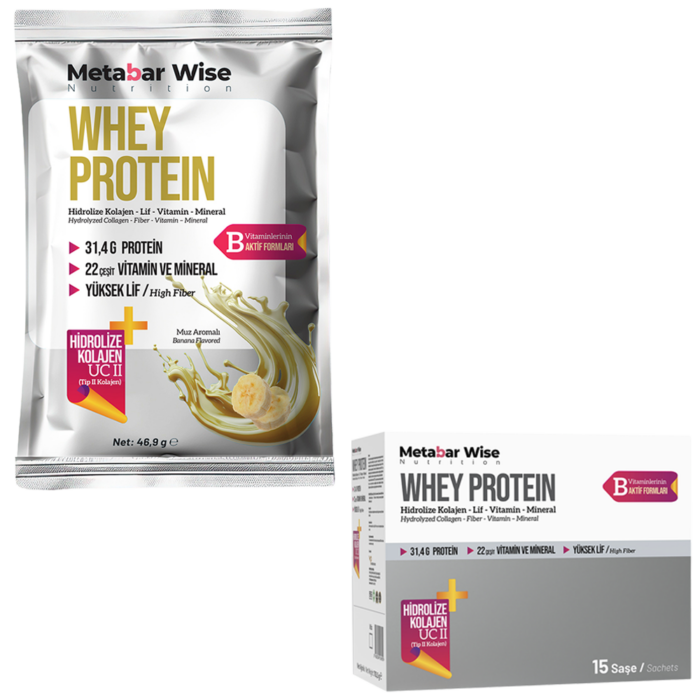 Metabar Wise Whey Protein - Muz Aromalı Saşe - 15'li Kutu