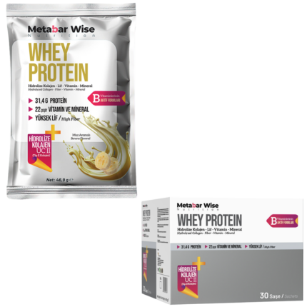 Metabar Wise Whey Protein - Muz Aromalı Saşe - 30'lu Kutu